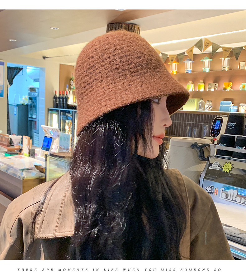Knitted Hat Children's New Autumn and Winter Face Show Small Solid Color Simple Wool Bucket Hat Warm and Fashionable_voghion.com