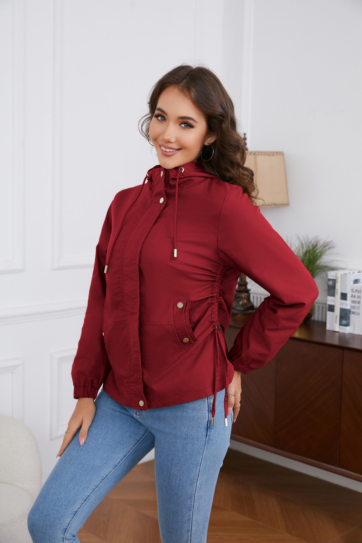 Women's Clothing new spring and autumn casual windbreaker women's loose windproof jacket with hood and long sleeves basic windproof jacket for women_voghion.com