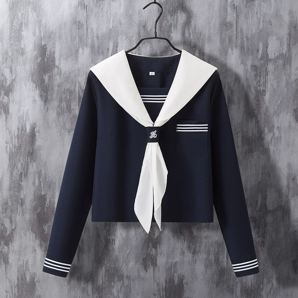 White -collar 袖 Three long sleeves+scarves