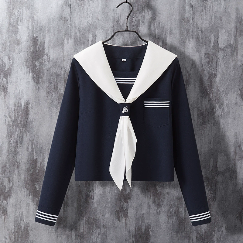Long-sleeve, genuine base student pleated skirt, set, (Physicals)