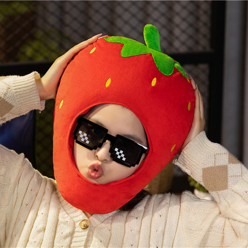 Cute fruit children can wear red strawberry headgear hat performance props photo artifact kindergarten activities