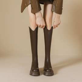 英伦风骑士靴女2023新款厚底增高不过膝高筒靴秋季小个子长靴