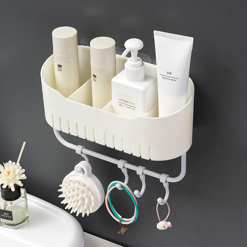 Punch-free Bathroom Storage Rack New Seamless Draining Cosmetic Storage Box for Toilet Wash Wall-mounted Storage Rack