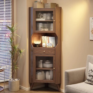 All Solid Wood Corner Cabinet, Retro Triangle Cabinet, Storage Rack, Corner Storage Cabinet, Dining Corner Cabinet, Study Corner Cabinet
