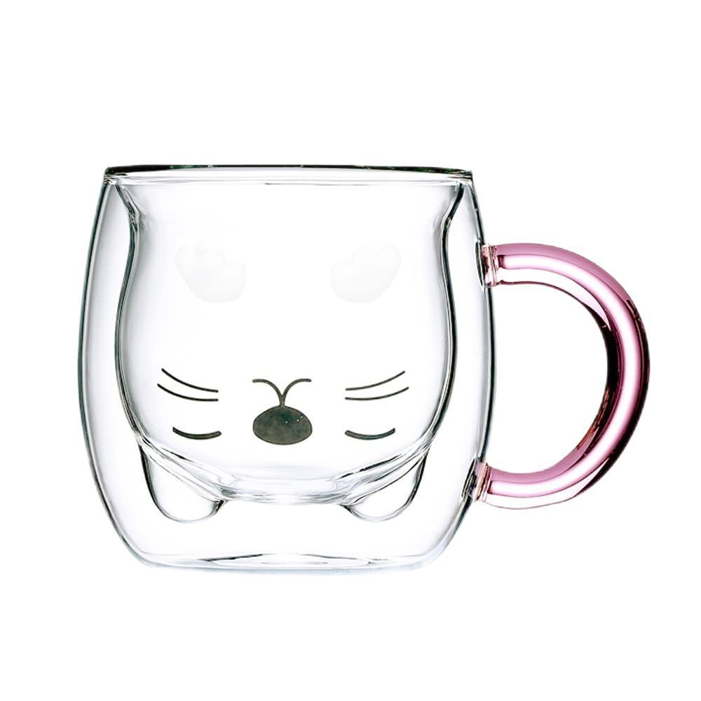Amazon de dibujos animados de doble capa de vidrio resistente a altas temperaturas leche taza de café regalo de Navidad taza de agua hogar frío aislamiento