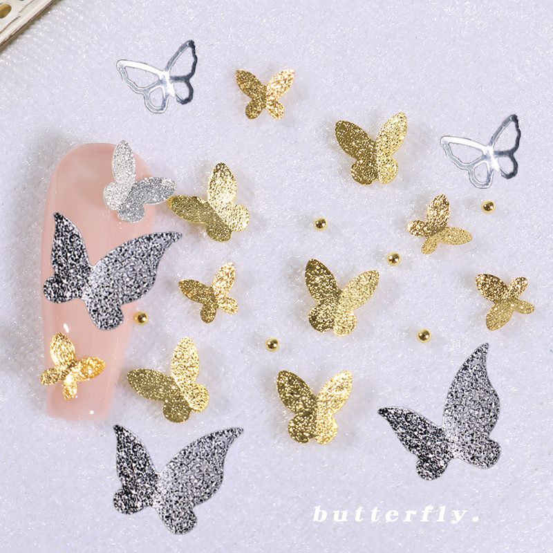 Manicure Silver Stereo Butterfly Star Moon Rivets Ethnic Style Face Patch Jewelry Nail Decoration Material Package