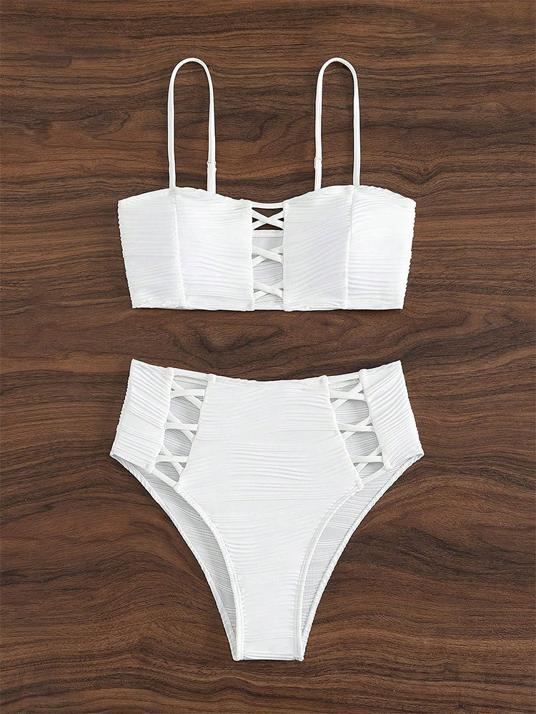 Äußerer einzelner Bikini, neuer trägerloser Schnür-Sexy-Strand-Hot-Spring-Split-Badeanzug für Frauen_voghion.com