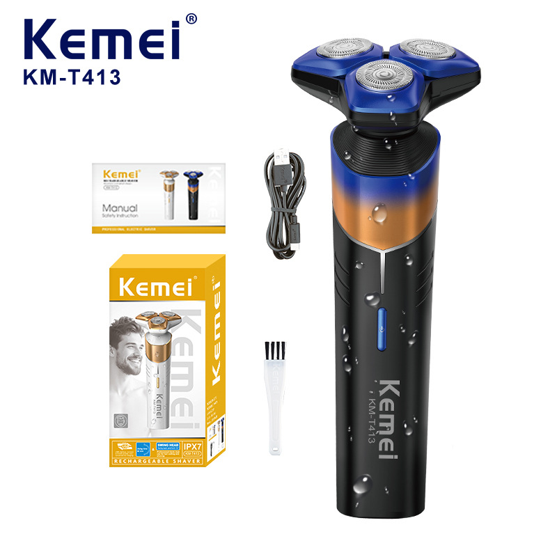 Komei afeitador eléctrico para hombres KM-T413 afeitador rotativo inteligente impermeable afeitador al por mayor