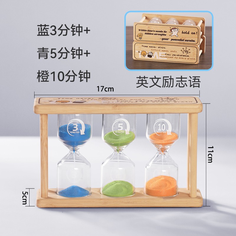 Reloj de arena luminoso redondo de bambú, temporizador resistente para aprendizaje 1/10/30 minutos