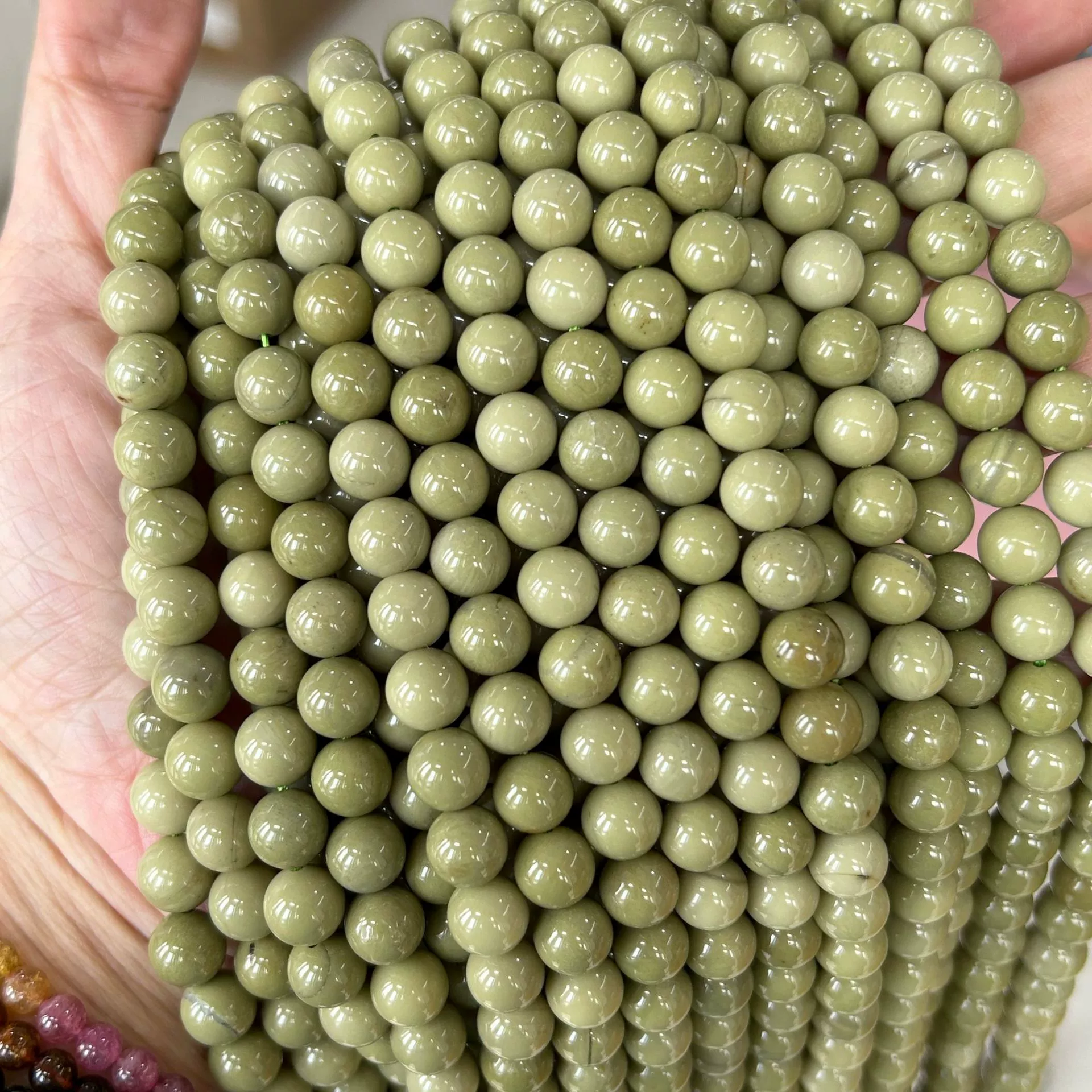 Органическое фруктовое масло, матча, агатовые круглые бусины, аксессуар, оптовый, готовый продукт