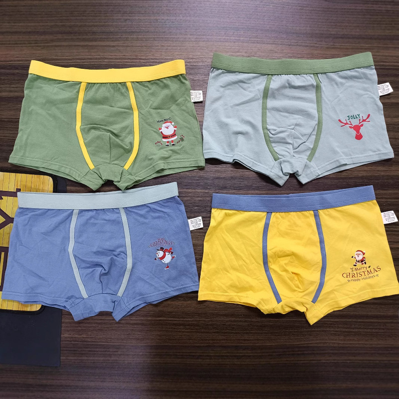 Four Seasons Children's Underwear Bacteriostatic Boys' Boxer Underwear Baby Middle and Big Children Student Boys' Boxer Cartoon Shorts Head