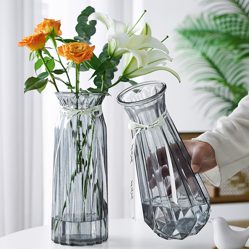 大号欧式玻璃花瓶摆件家用客厅水培鲜花绿植玫瑰百合插花花瓶装饰