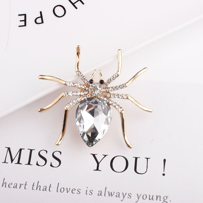 Halloween Brooch Cross-border Animal Spider Crystal Brooch Corsage Fashion Diamond-embedded Scarf Buckle Brooch Ornament Wholesale display picture 4