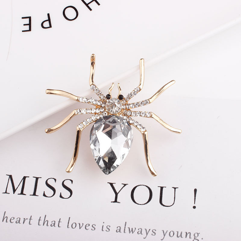 Spider Pattern Women's Gender IG Style Shiny Pin Spider Alloy Plating Inlay Zircon Women's Brooches
