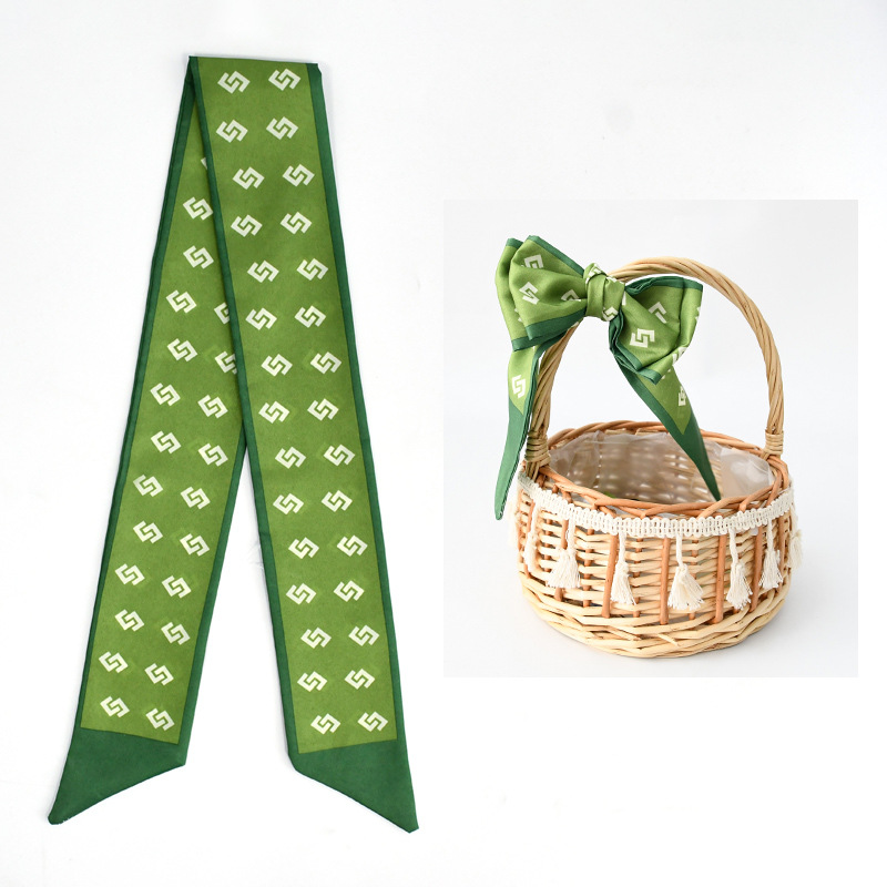 Primavera y otoño lindo y dulce bufanda de seda larga cinta para el cabello caja de regalo bolsa de amarre cinta multifunción fresca pequeña y versátil