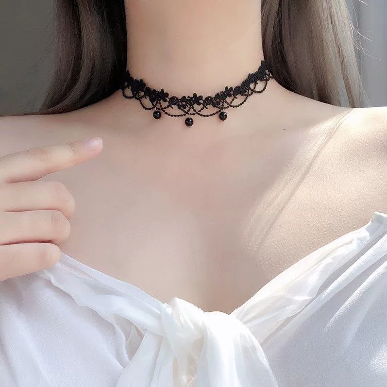 Choker ошейник ожерелье черная цепочка ключицы женский стерлинговое серебро минималистичный день корейские украшения шеи короткие шейный ремень