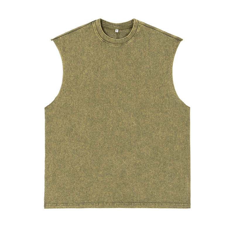 ETAI Hombre| Camiseta americana retro suelta sin mangas primavera y verano nuevo chaleco de algodón lavado con agua para hombres