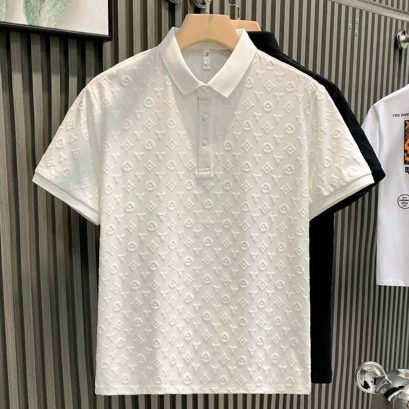 Летнее модное поло, футболка, Slim Fit, с коротким рукавом, воротник стойка
