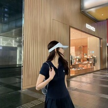 我是玲子小马刺绣收腰显瘦遮肉小个子连衣裙韩系减龄百搭休闲百褶