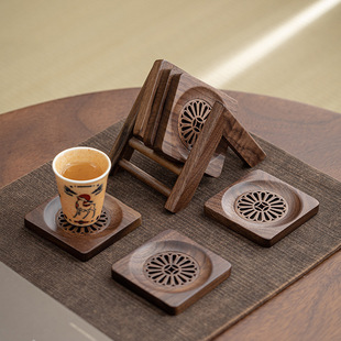 Walnut Tea Cup Holder Coaster Solid Wood Insulation Mat Creative Kung Fu Tea Set Tea Ceremony Accessories Saucer Saucer