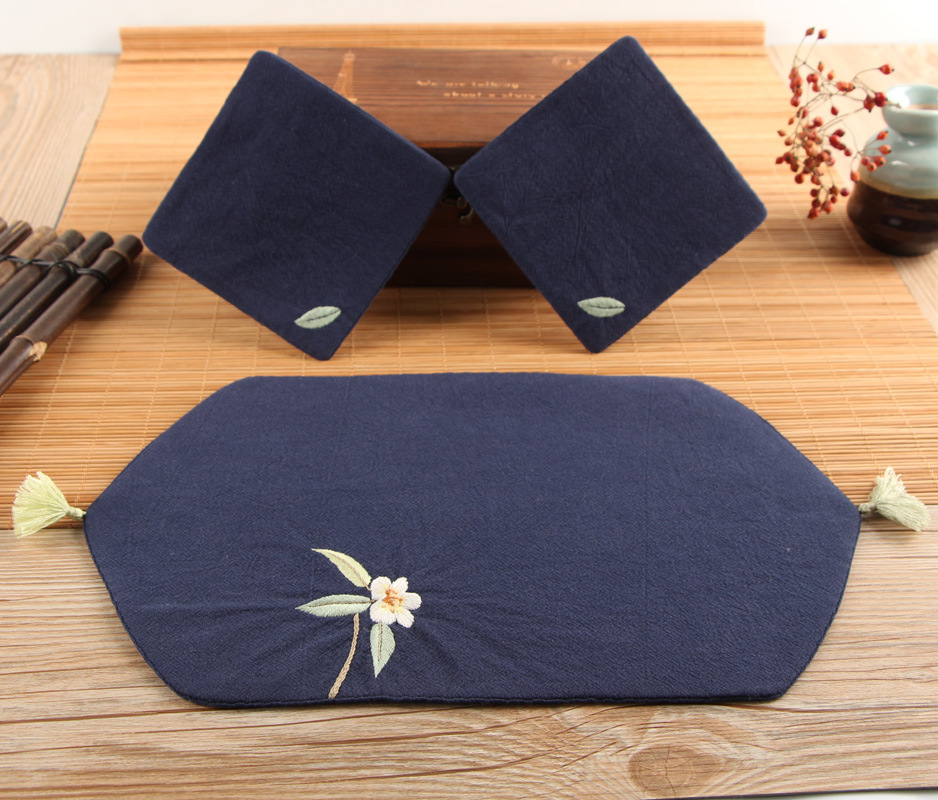 Paquete de material de bordado hecho a mano de bricolaje conjunto de tela estera de té montaña regalo creativo bordado paquete de material principiante