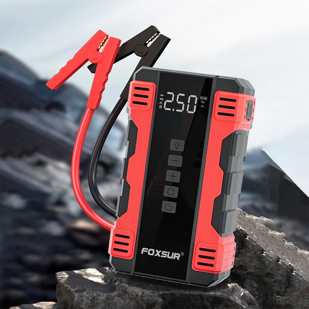 多功能汽车启动充气一体机 12V便携式汽车应急启动电源 带打气泵