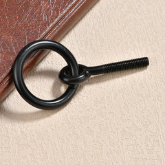 B-116 European-style round black drawer handle ring single-hole pull ring handle cabinet door pull set screw nut