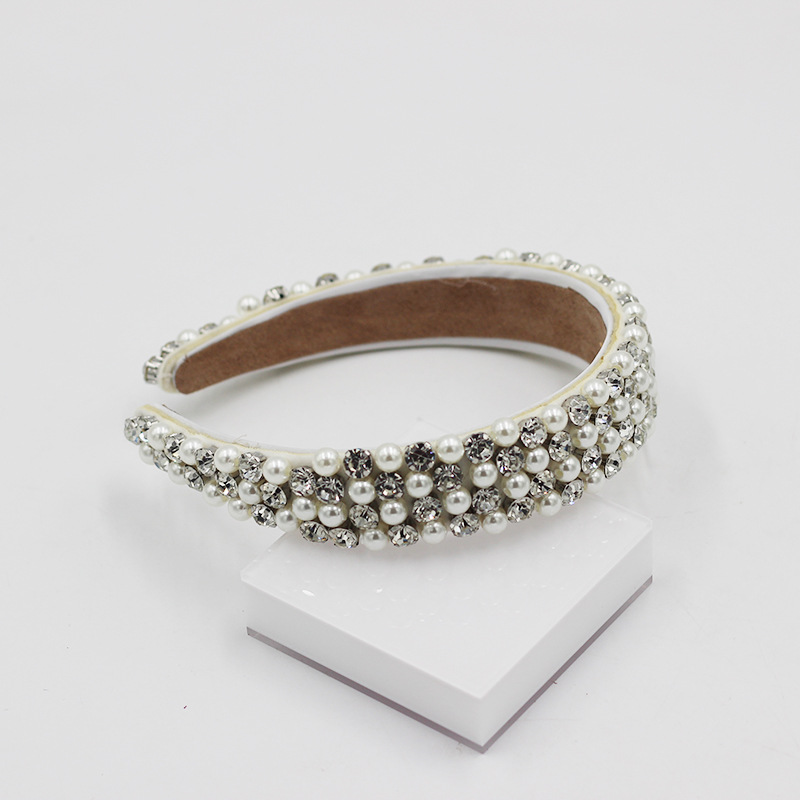 Baroque Diamond-studded Pearl Exquisite Headband display picture 5