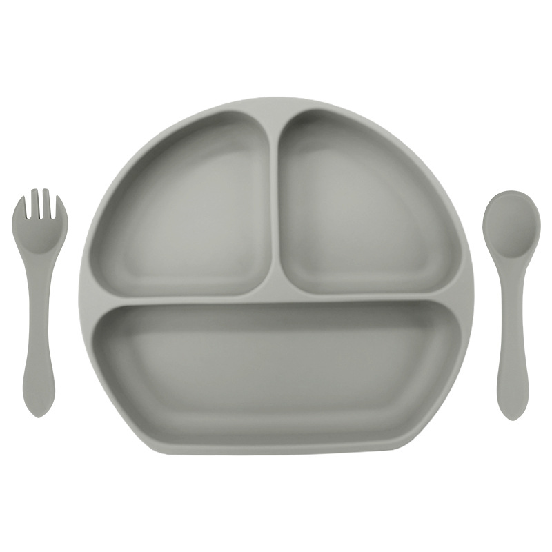 연기 회색 (웃는 얼굴 접시 실리콘 포크 스푼 380g)