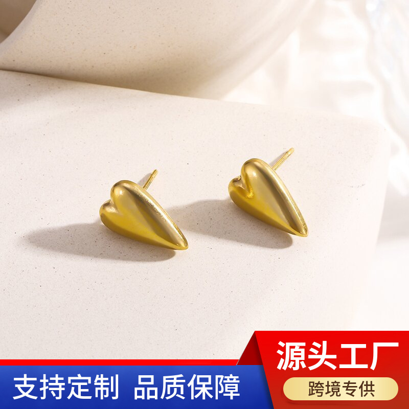 Trend small design earrings drop-shaped heart shaped stainless steel