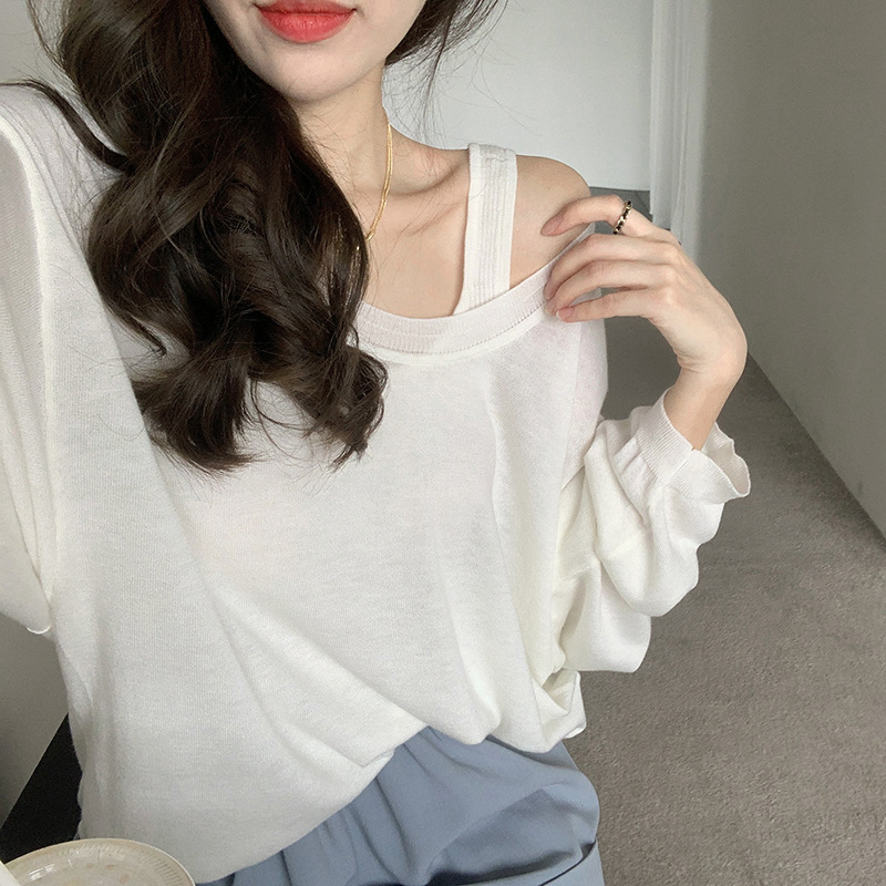 100S Water-Soluble Wool Sun Protection Knitted Top Women's Summer Thin Long-Sleeved Blouse T-Shirt 100S Water-Soluble Wool Sun Protection Knitted Top Women's Summer Thin Long-Sleeved Blouse T-Shirt