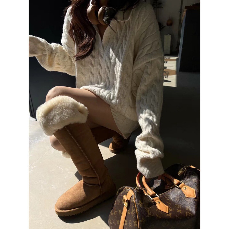 GraceChic GraceChic GraceChic KANING Lazy Style Cable Knit Donna Autunno 2025 Nuovo Set Due Pezzi Maglione Pantaloncini a Vita Alta_voghion.com