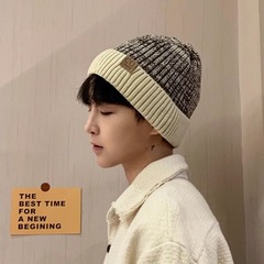 冬の厚みのあるニット帽、韓国風ウール帽子、新しいトレンディな男性と女性のカップル帽子、屋外雪暖かい防風帽子