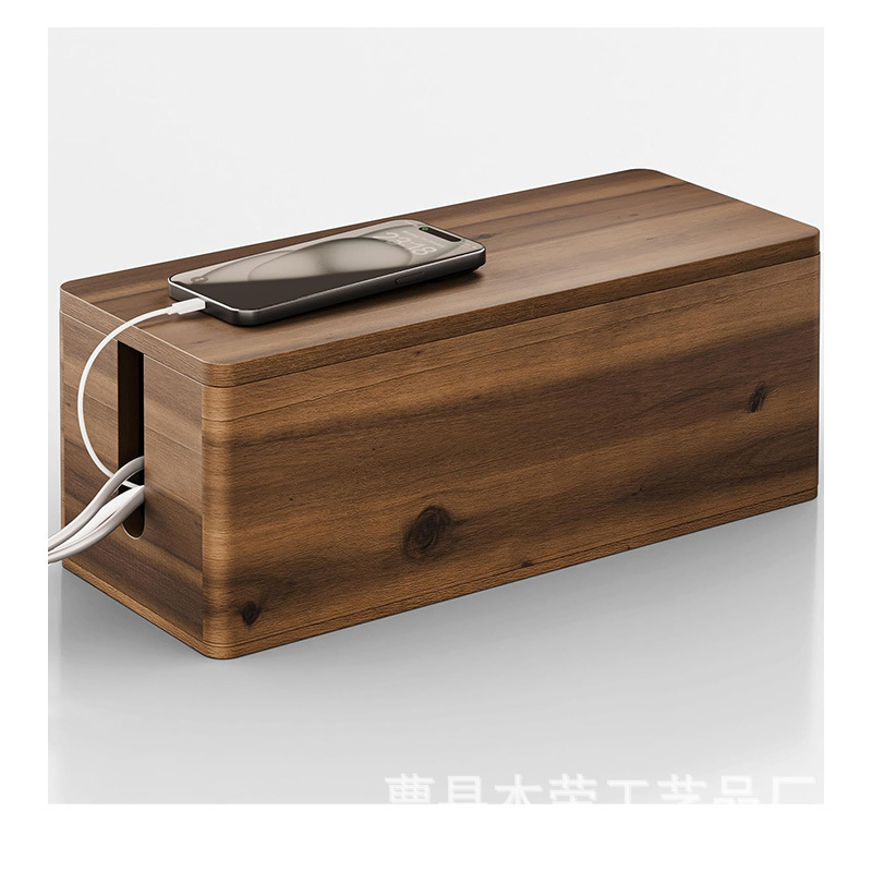 木製電源タップボックスデスクトップ電源タップ収納ボックス長方形ハブボックスデスクトップ整理電源タップ収納木箱|undefined