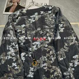 加厚新重工亮片贵气丝绒奢华冬上短外套图片色针织面料扎染保暖