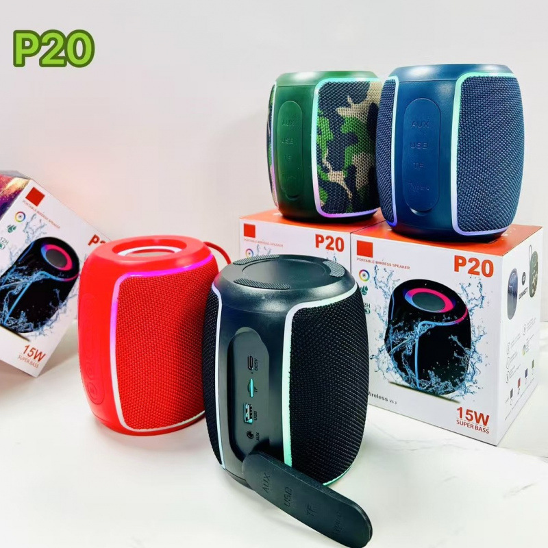 P20布艺户外手提音响小战鼓蓝牙音箱户外炫彩灯光包布迷你小音响