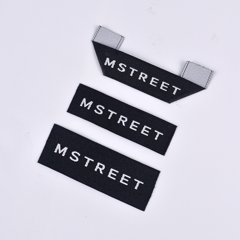 新款商标潮牌高档服装柔软亲肤领标高纬密细砂织标服装辅料胸标