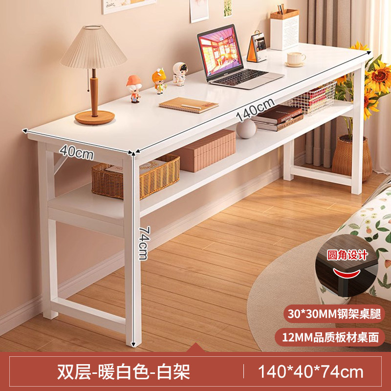 Escritorio para niñas dormitorio casero tabla larga tabla rectangular contra la pared tabla estrecha mesa de trabajo escritorio de computadora simple casa de alquiler image 11