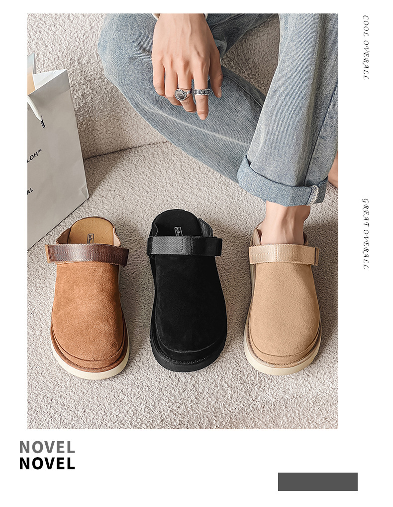 Dames halve slippers van echt leer ademend met dikke zool_voghion.com