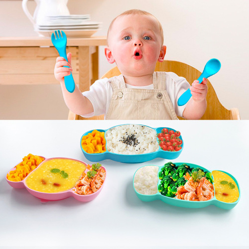 Amazon's new elephant silicone dinner plate, anti-fall suction cup, children's mother and baby elephant dinner plate, 7-piece set of silicone dinner plate