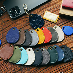 Homemade First-Layer Cowhide Access Control Card Holder Bag Water Drop Type Rectangular Multi-Color Small and Light