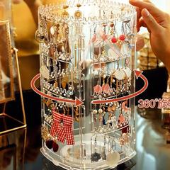 一件 旋轉項手鍊耳環釘首飾品桌面置物收納架 展示掛架透明