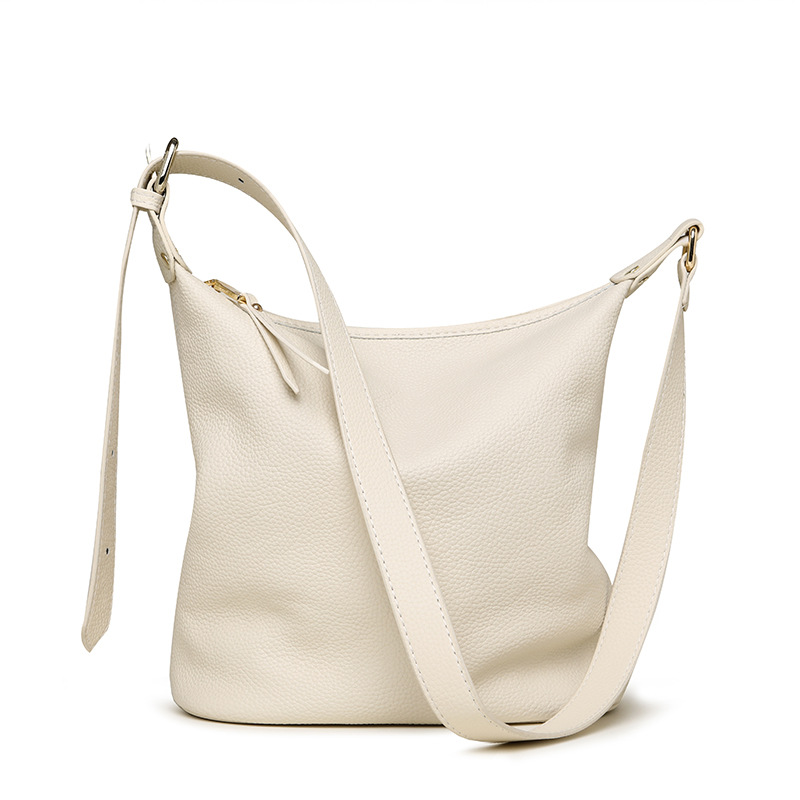 Genuine Leather Bucket Bag Large Capacity High-End Women's Tote For Work Commuting Fashion Simple Soft Leather Shoulder And Crossbody Bag - Thumbnail 6