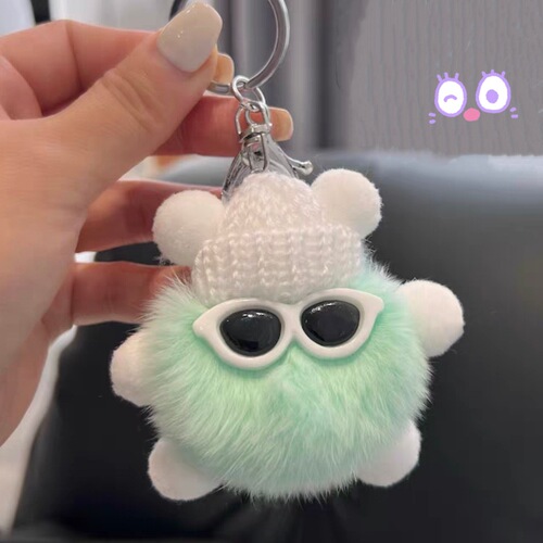 Real Rex Rabbit Fur Small Briquettes Car Keychain Pendant Korean Ins Internet Celebrity Plush School Bag Pendant Gift