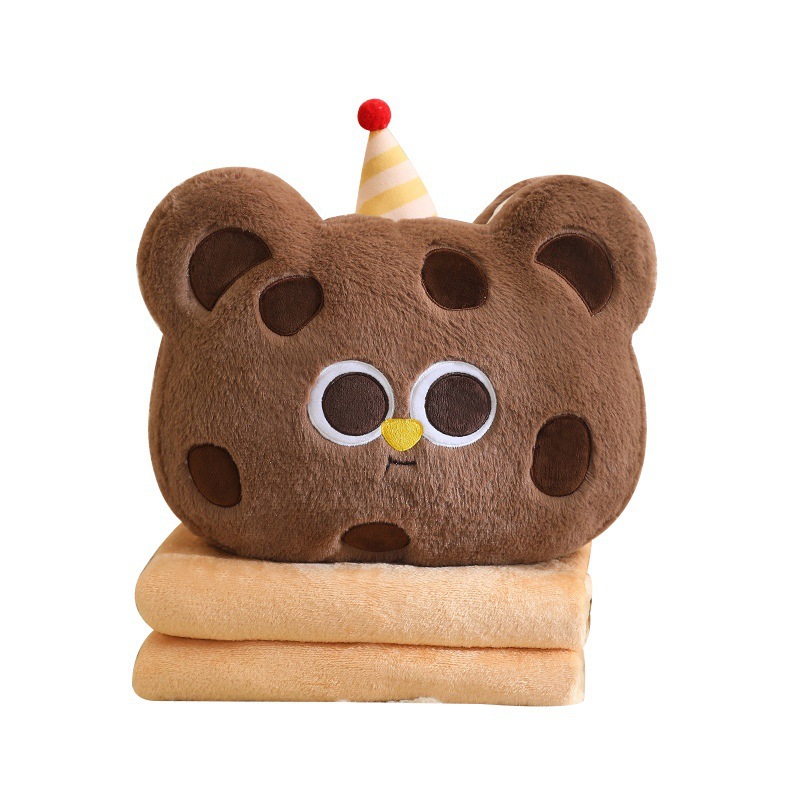 Cookie Bear 2 - in - 1 almohada manta oficina estudiante siesta coche transportar colcha de aire acondicionado desmontable y plegable
