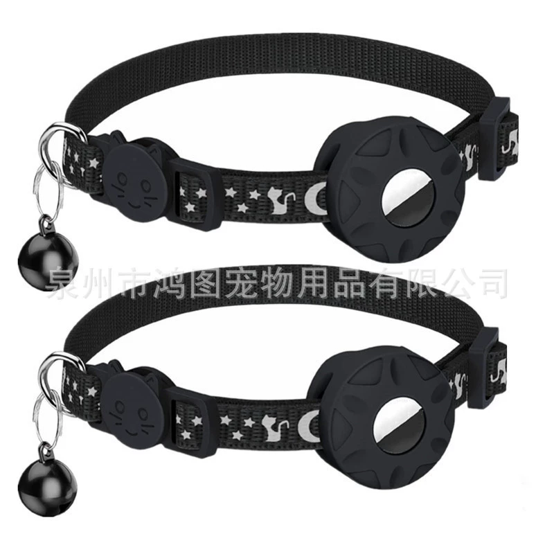 20255 Горячая продажа Amazon Airtag Следы Светоотражающий ошейник airtag Трехшелковый ошейник для домашних животных с колокольчиком