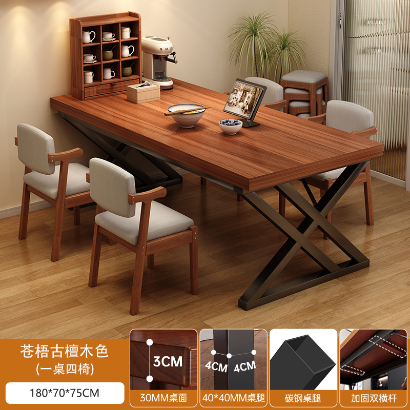 Mesa de comedor rectangular, restaurante de barbacoa de estilo industrial, restaurante comercial, mesa de comedor pequeña, tienda de fideos, combinación de mesa y silla especiales para taberna