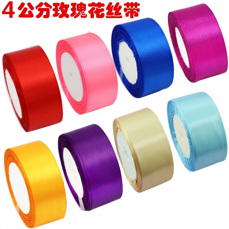 Cinta de 4cm cinta hecha a mano material de flor de rosa de bricolaje cinta de satén material de lazo cinta floral embalaje de regalo