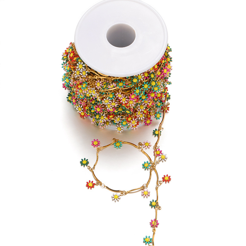 1 Piece Foot Daisy DIY Jewelry Accessories Bracelets Anklet 304 Stainless Steel Enamel Women's Sweet Pastoral DIY Jewelry Accessories Bracelets Anklet display picture 1