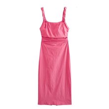 2013夏季新款女裝粉紅色甜美修身褶皺開叉吊帶連衣裙 3269371 620